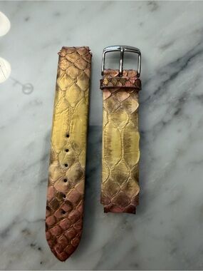 Phillip Stein Genuine Snake handmade Italy Watch Band golden rose gradient 18mm